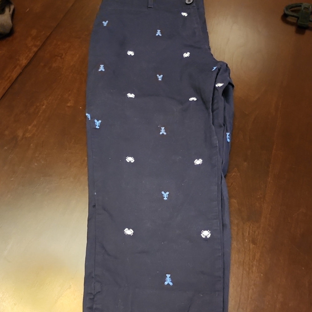 Talbots Navy Trousers with Embroidered Accents
